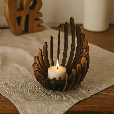 Bougeoir bois décoratif | Lotus Fait Main - Maison Harmonieuse