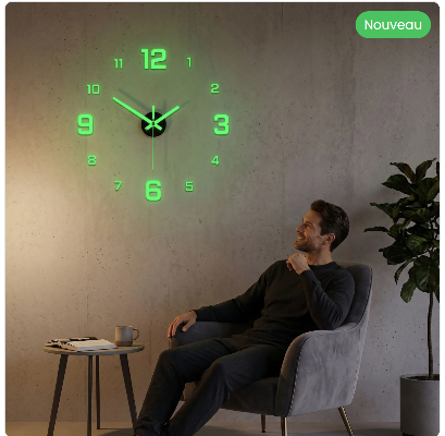 homme profitant de son horloge murale numerique luminescence