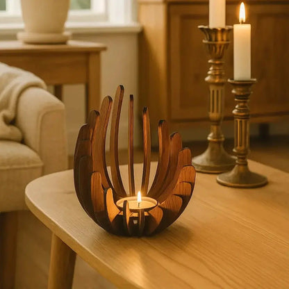 Bougeoir bois décoratif | Lotus Fait Main - Maison Harmonieuse