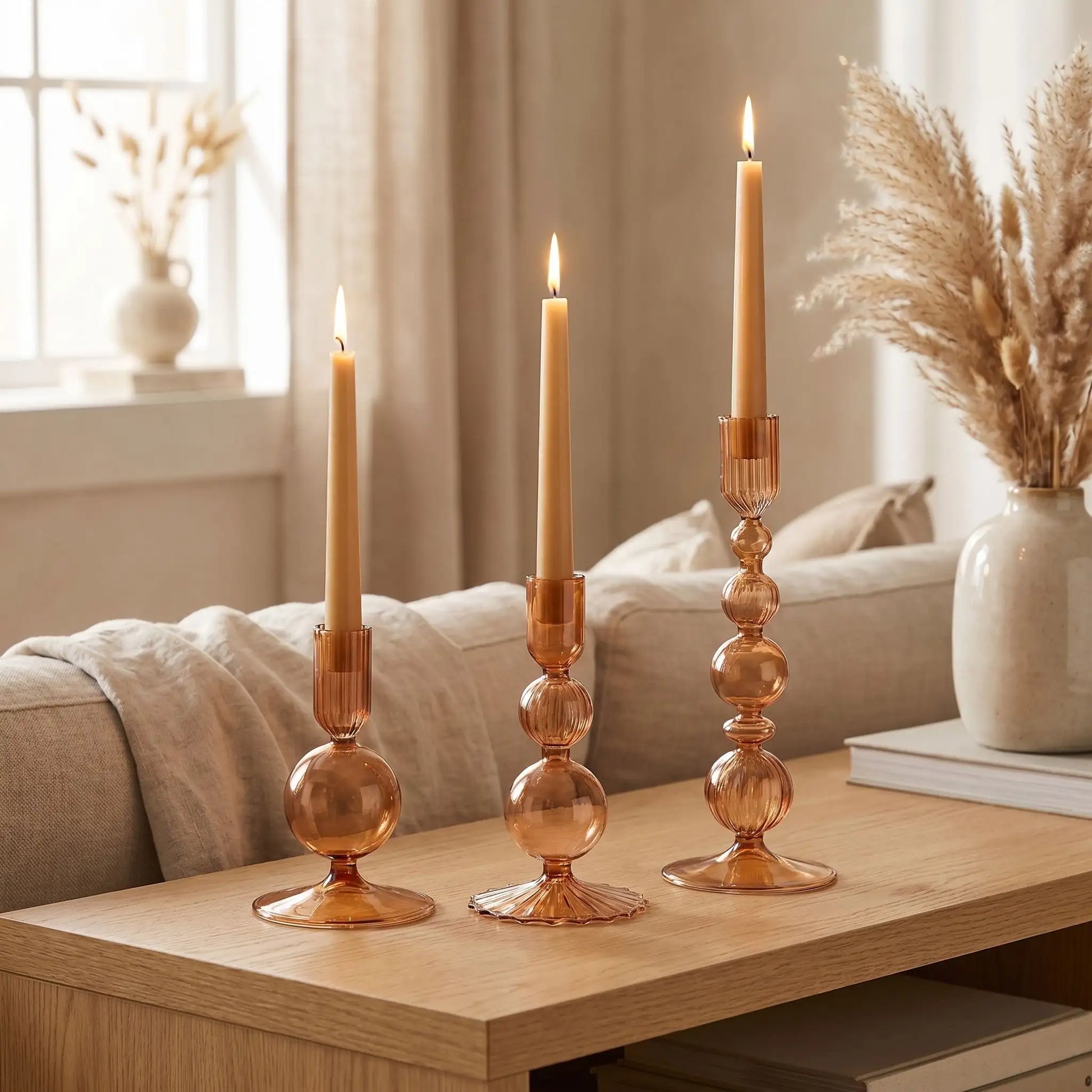 Bougeoir en verre romantique marron – élégance chaleureuse pour vos soirées