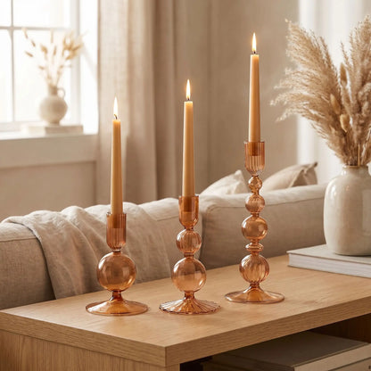 Bougeoir en verre romantique marron – élégance chaleureuse pour vos soirées