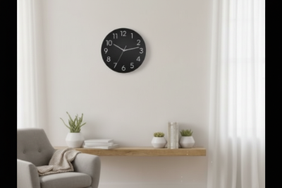 Horloge murale circulaire noire design minimaliste décor salon scandinave