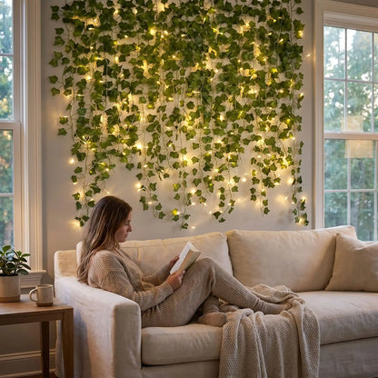 Lierre artificiel guirlande lumineuse LED  pour illuminer votre salon 