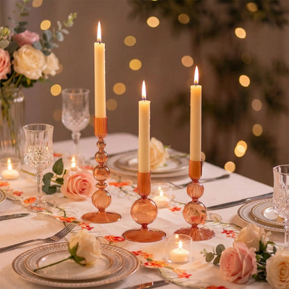 Magnifique table de reception avec bougeoir en verre romantique- soirée élégante  et chaleureuse 