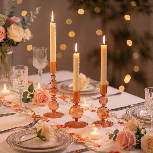 Magnifique table de reception avec bougeoir en verre romantique- soirée élégante  et chaleureuse 