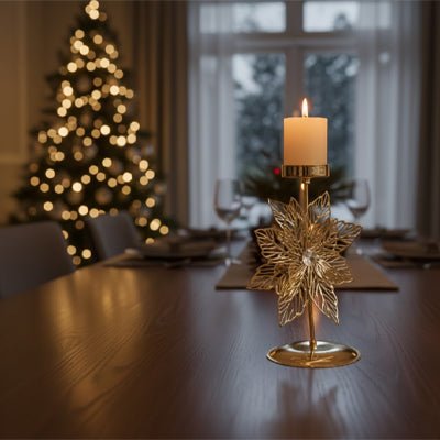 Bougeoir doré en fleur