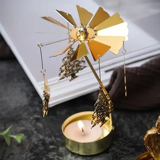 Bougeoir doré | rotatif - Maison Harmonieuse