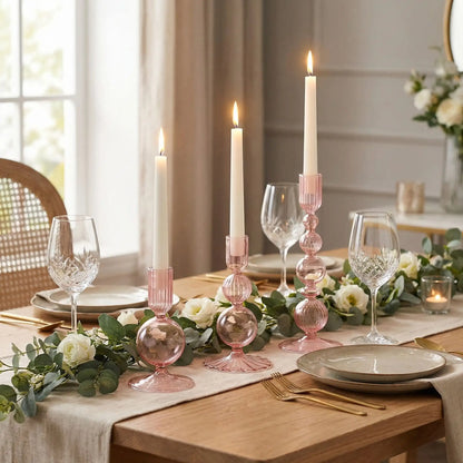 Bougeoir en verre romantique | Étincelle - Maison Harmonieuse