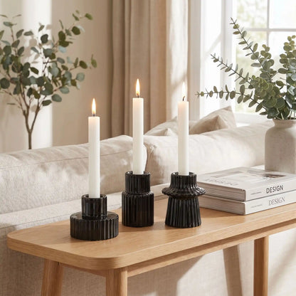 Bougeoir en verre conique noir – pièce décorative chic et intemporelle