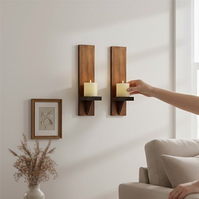 Bougeoir en bois | Design artisanal - Maison Harmonieuse