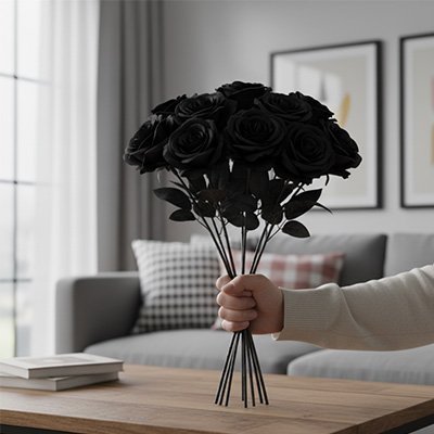 Plante Artificielle | Rose Noire - Maison Harmonieuse