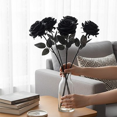 Plante Artificielle | Rose Noire - Maison Harmonieuse