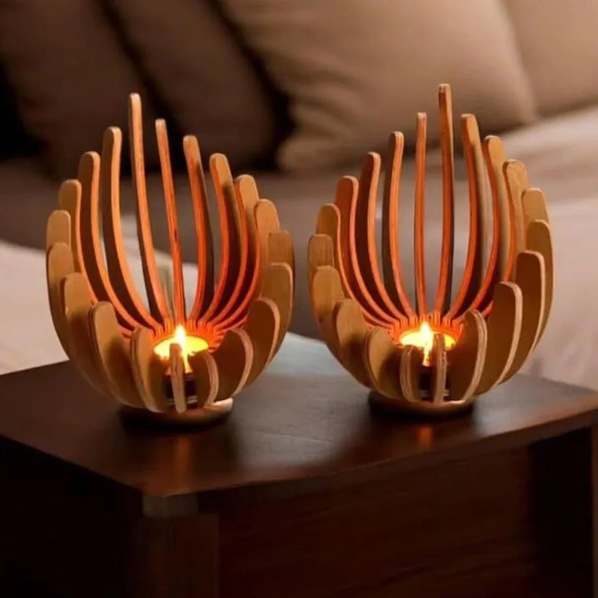Bougeoir bois décoratif | Lotus Fait Main - Maison Harmonieuse