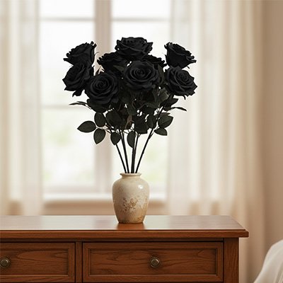 Plante Artificielle | Rose Noire - Maison Harmonieuse