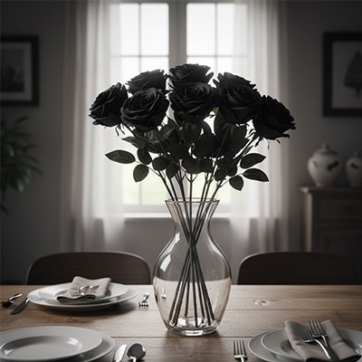 Plante Artificielle | Rose Noire - Maison Harmonieuse